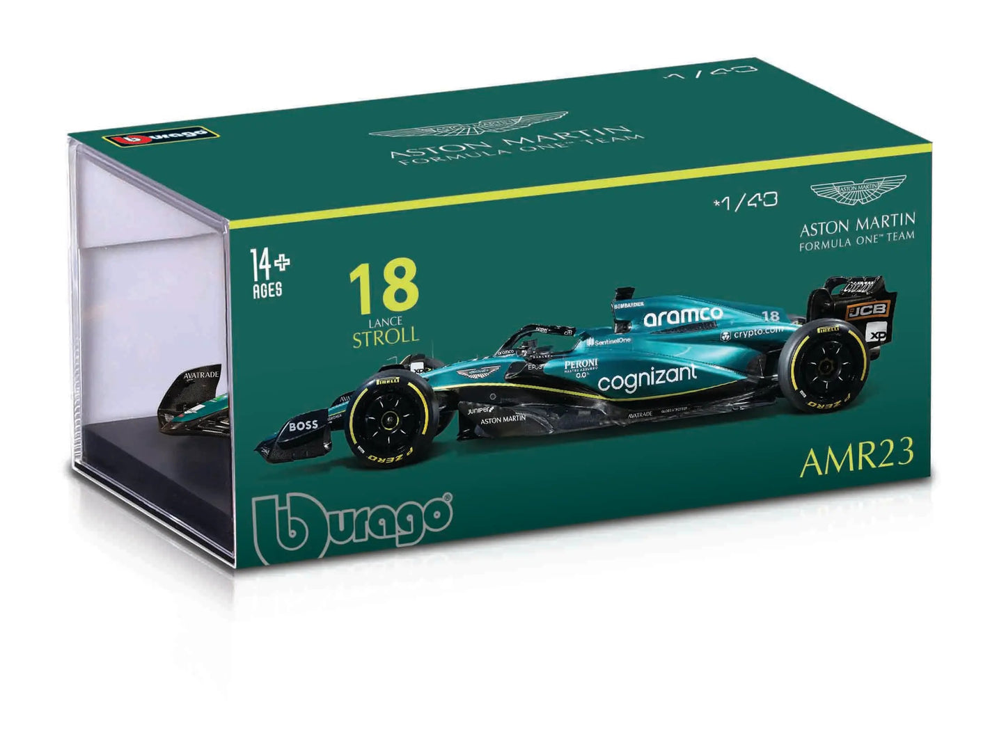 Aston Martin AMR23 #14 Fernando Alonso 2023 1:43 Diecast Model by Bburago