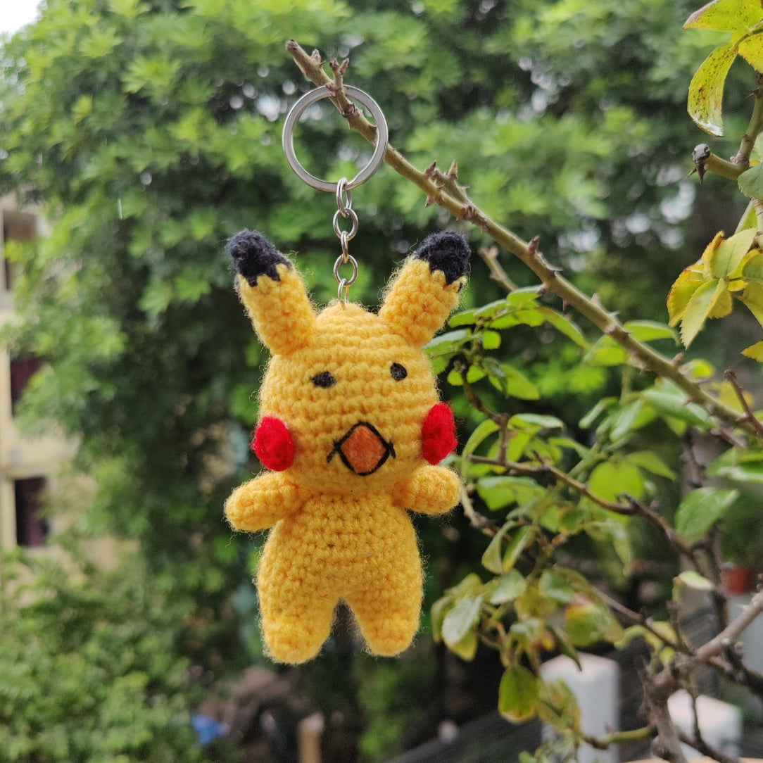 Handmade Pikachu Crochet Keychain | Cute Pokémon Amigurumi Bag Charm & Gift
