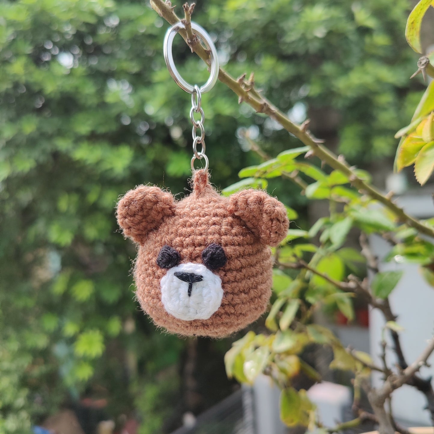 Cute Bear Head Crochet Keychain | Amigurumi Bag Charm & Gift