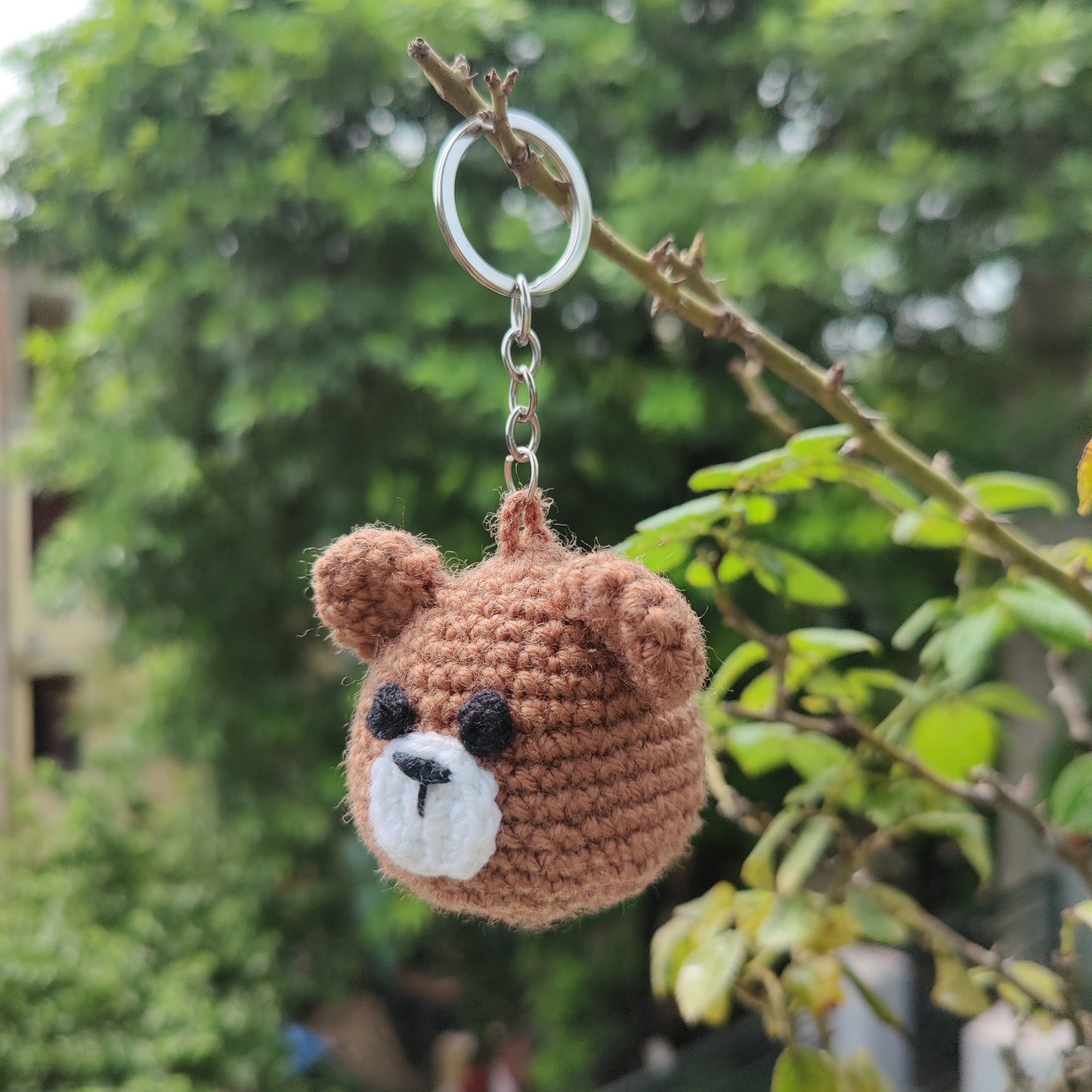 Cute Bear Head Crochet Keychain | Amigurumi Bag Charm & Gift