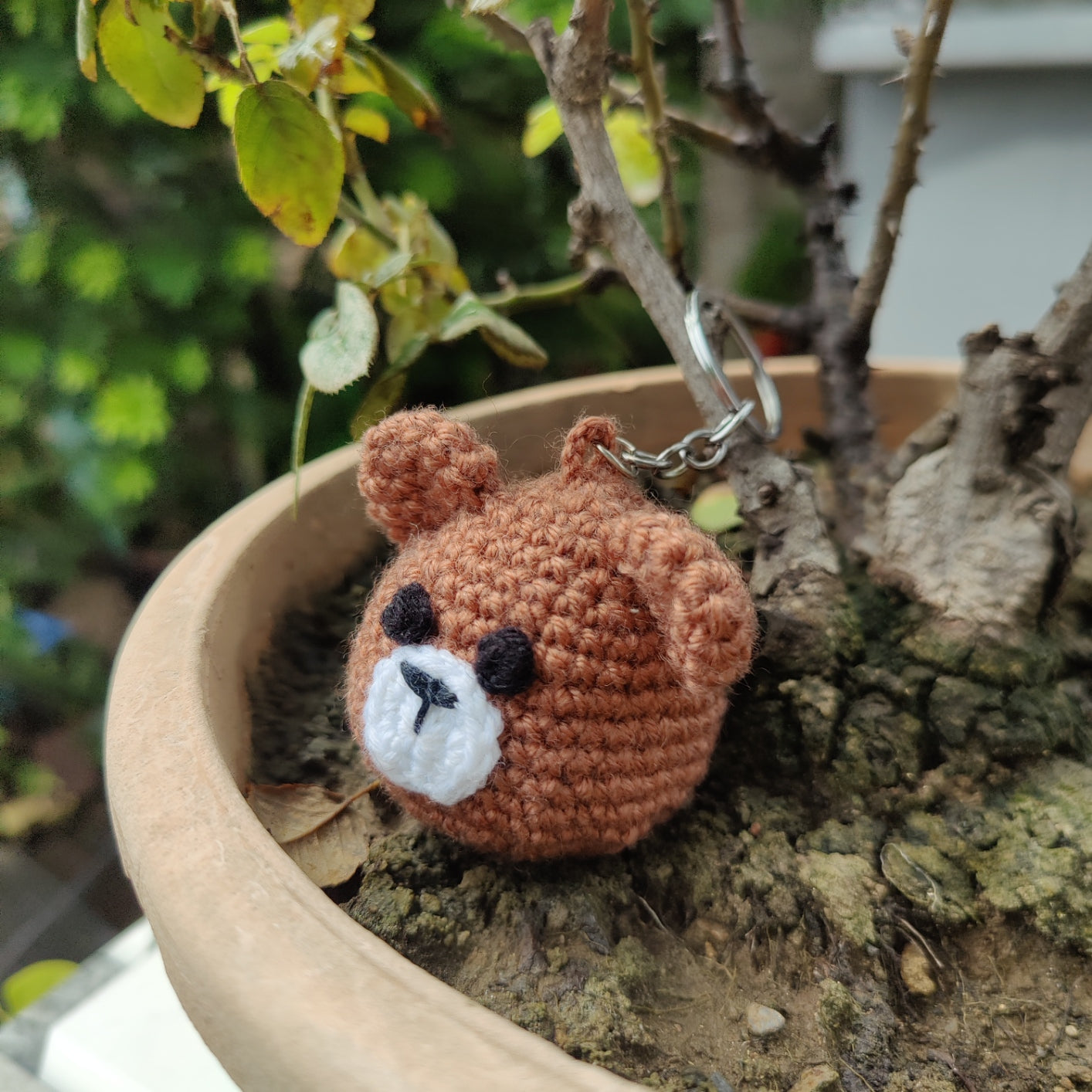 Cute Bear Head Crochet Keychain | Amigurumi Bag Charm & Gift