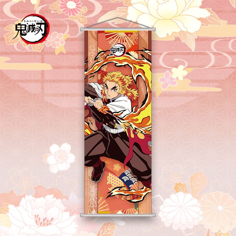 Demon Slayer Rengoku Wall Scroll Poster | 25 x 70 Cm Long Hanging Anime Art Banner