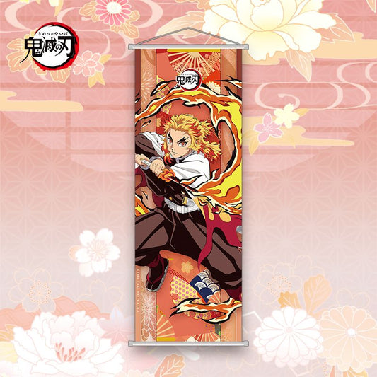 Demon Slayer Rengoku Wall Scroll Poster | 25 x 70 Cm Long Hanging Anime Art Banner