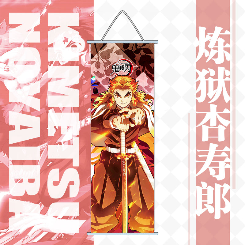 Demon Slayer Rengoku Wall Scroll Poster | 25 x 70 Cm Long Hanging Anime Art Banner