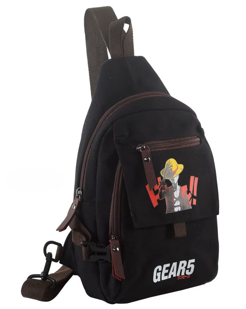 One Piece Luffy Sling Bag | Durable Canvas Crossbody Chest Pack