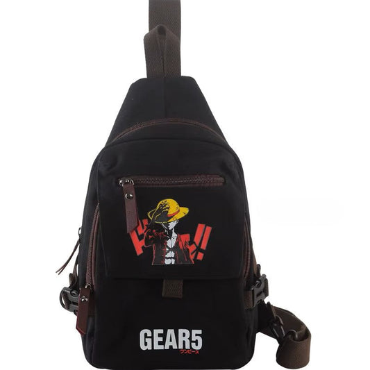 One Piece Luffy Sling Bag | Durable Canvas Crossbody Chest Pack