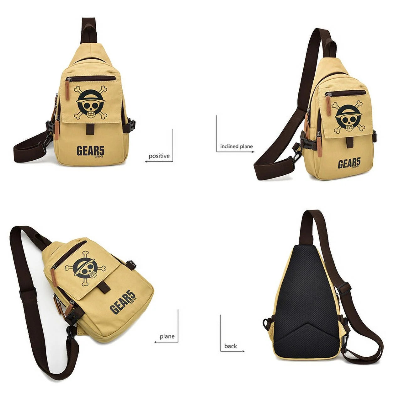 One Piece Luffy Sling Bag | Durable Canvas Crossbody Chest Pack