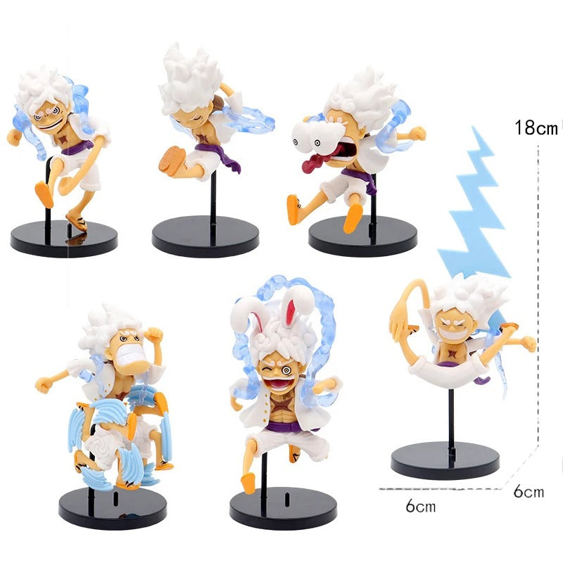 One Piece Luffy Gear 5 Anime Figure (Set of 6)
