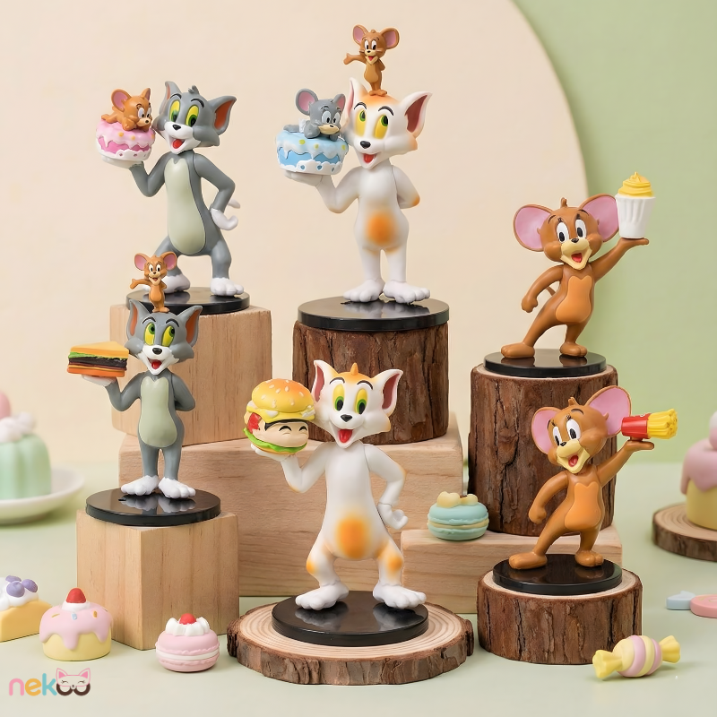 Tom and Jerry Foodie Figure Set | 6-Piece Classic Cartoon Collection
