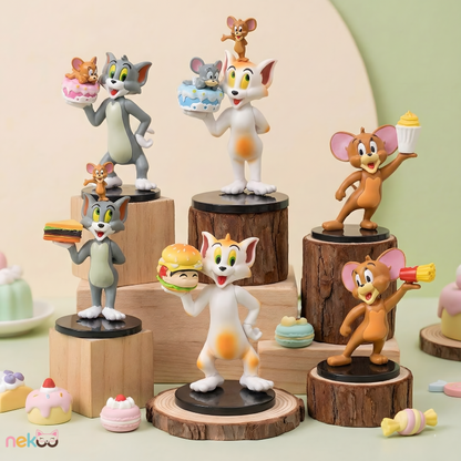 Tom and Jerry Foodie Figure Set | 6-Piece Classic Cartoon Collection