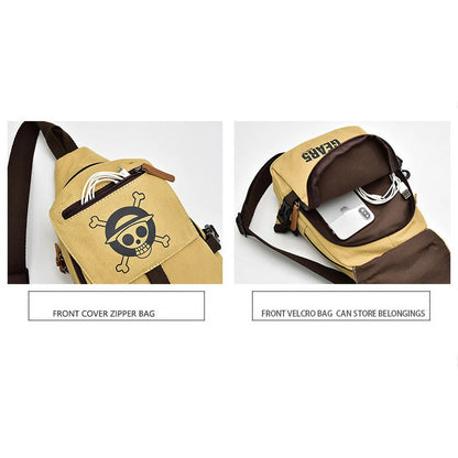 One Piece Luffy Sling Bag | Durable Canvas Crossbody Chest Pack