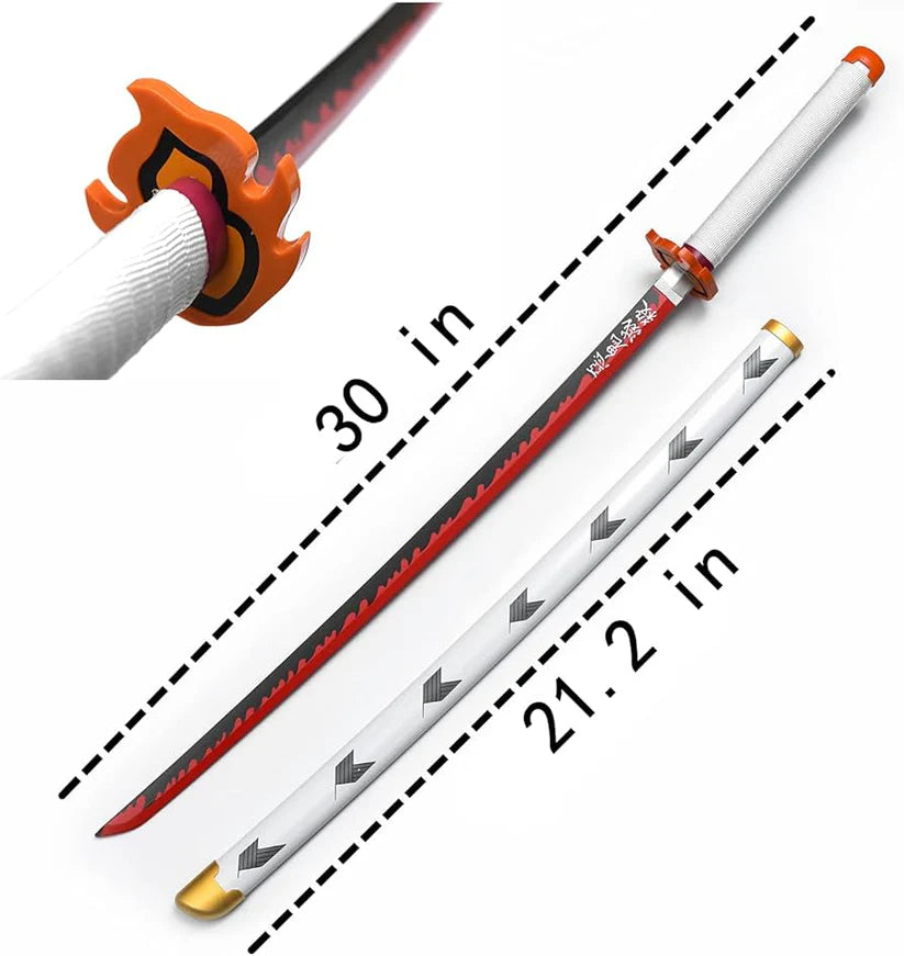 Rengoku Wooden Katana | 104 Cm Demon Slayer Sword