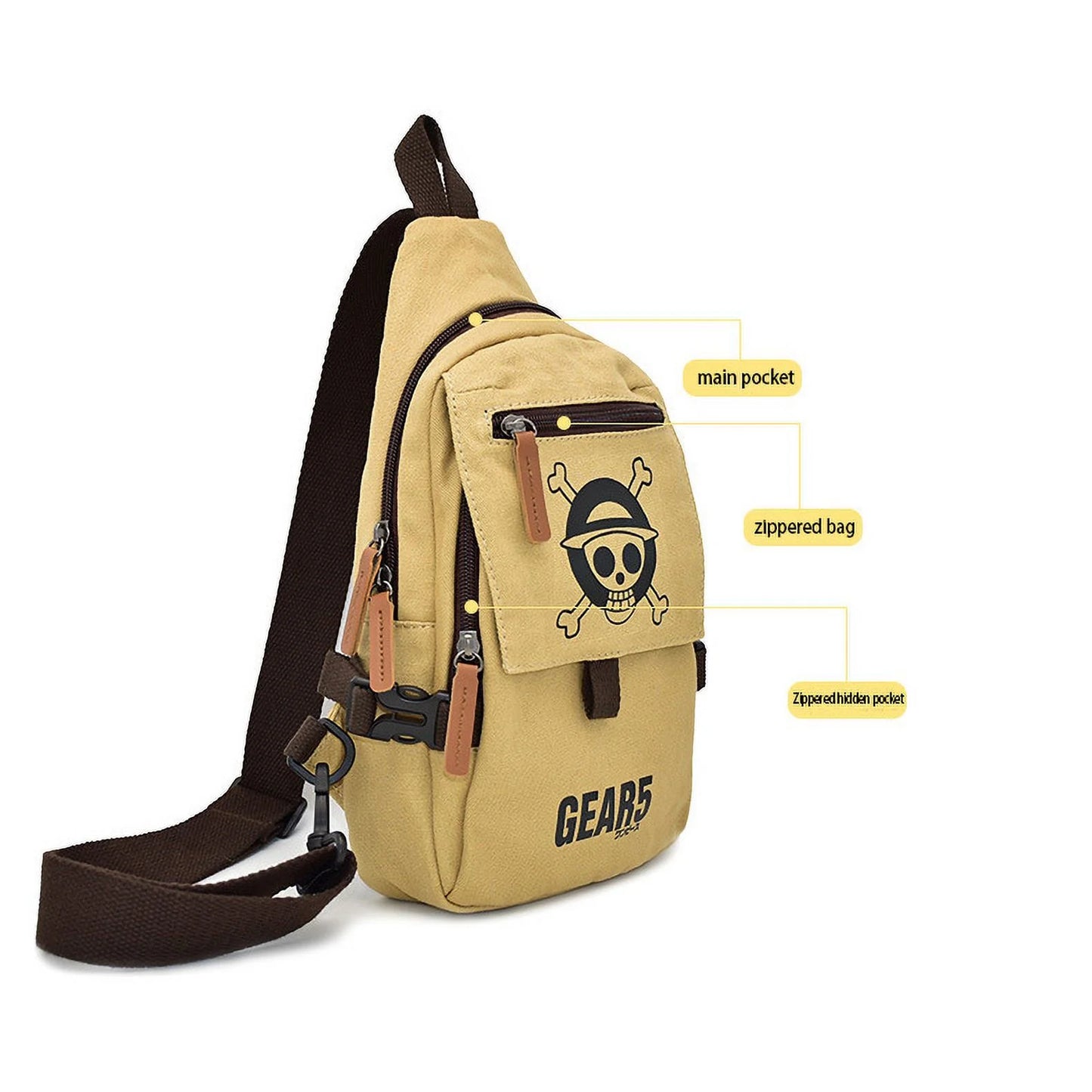 One Piece Luffy Sling Bag | Durable Canvas Crossbody Chest Pack