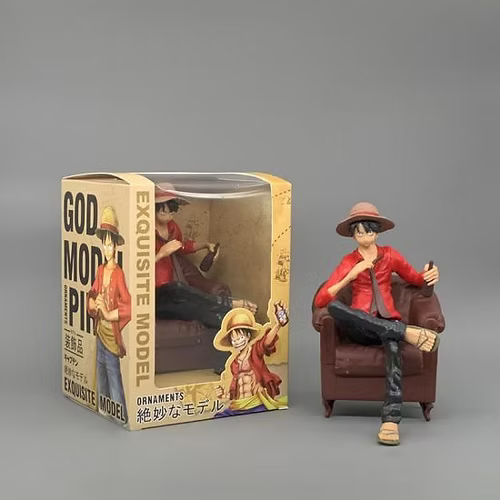 One Piece Monkey D. Luffy Sitting on Chair Action Figure | 15.5 Cm Collectible Anime Statue