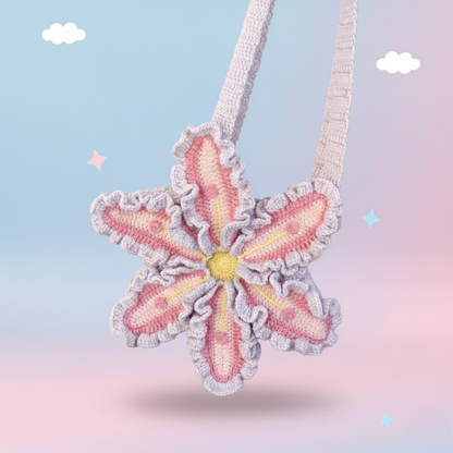 Handmade Star-Flower Crochet Sling Bag