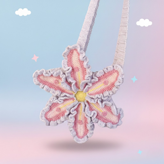 Handmade Star-Flower Crochet Sling Bag