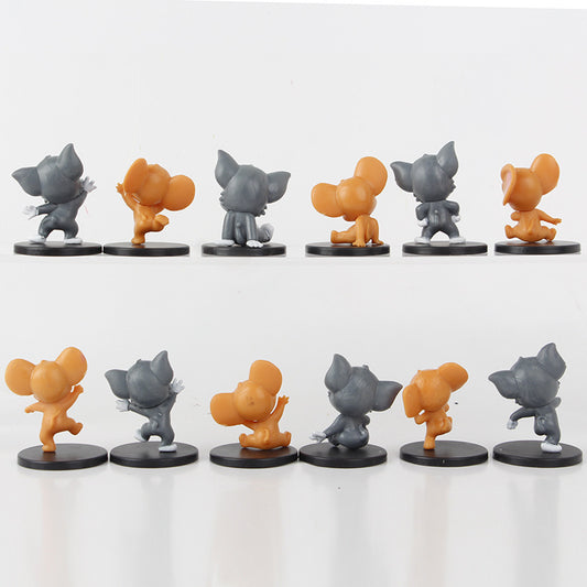 Tom and Jerry Classic Figure Set | 12-Piece Unique Cat and Mouse Desk Decor