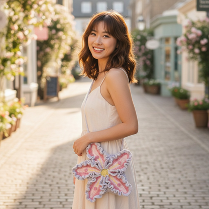 Handmade Star-Flower Crochet Sling Bag