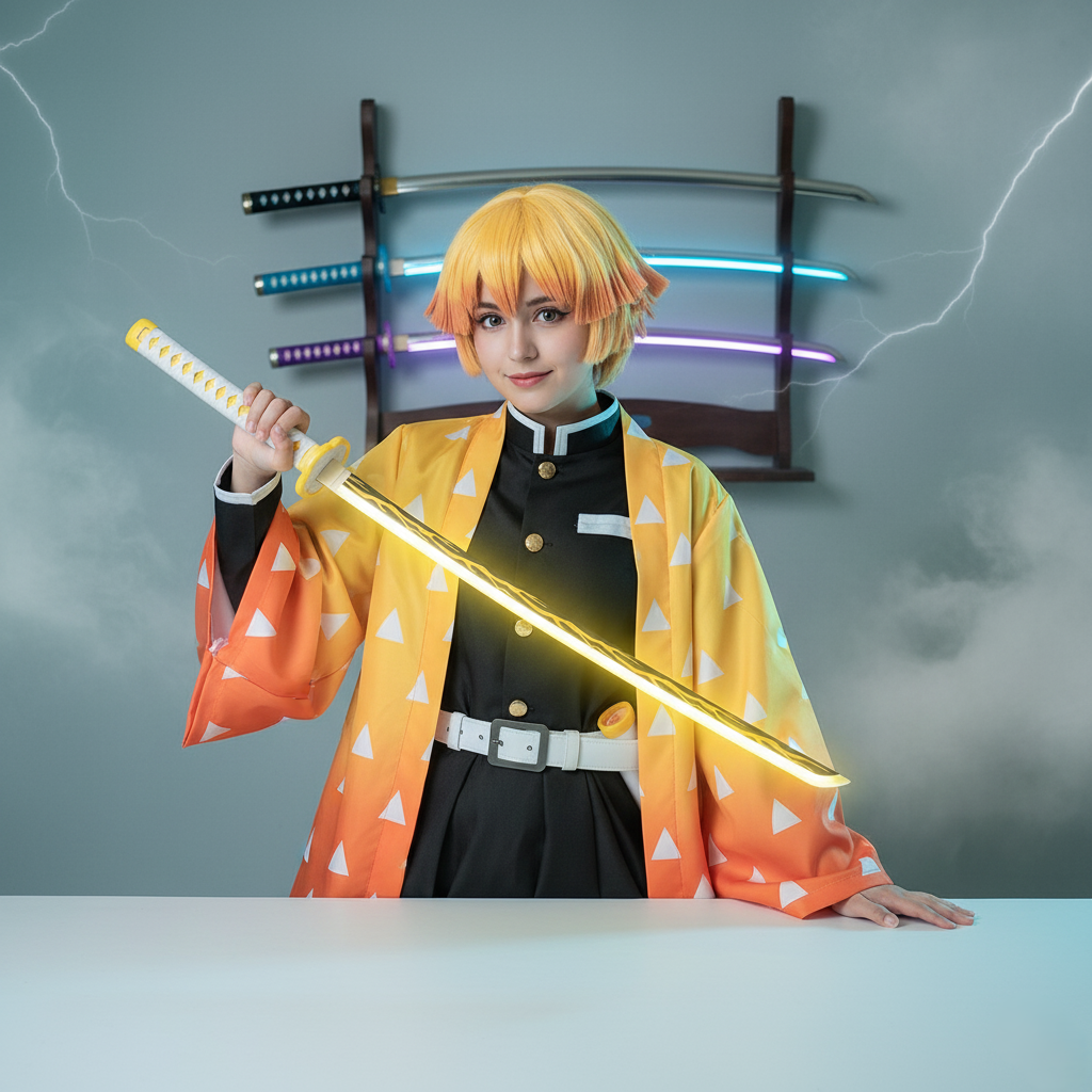 Zenitsu Agatsuma Nichirin Led Wooden Katana 104 Cm | Demon Slayer