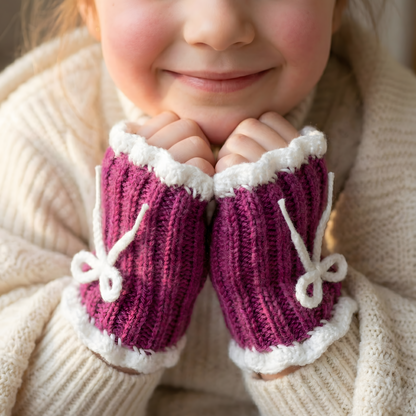 Handmade Crochet Fingerless Gloves | Magenta Winter Wrist Warmers