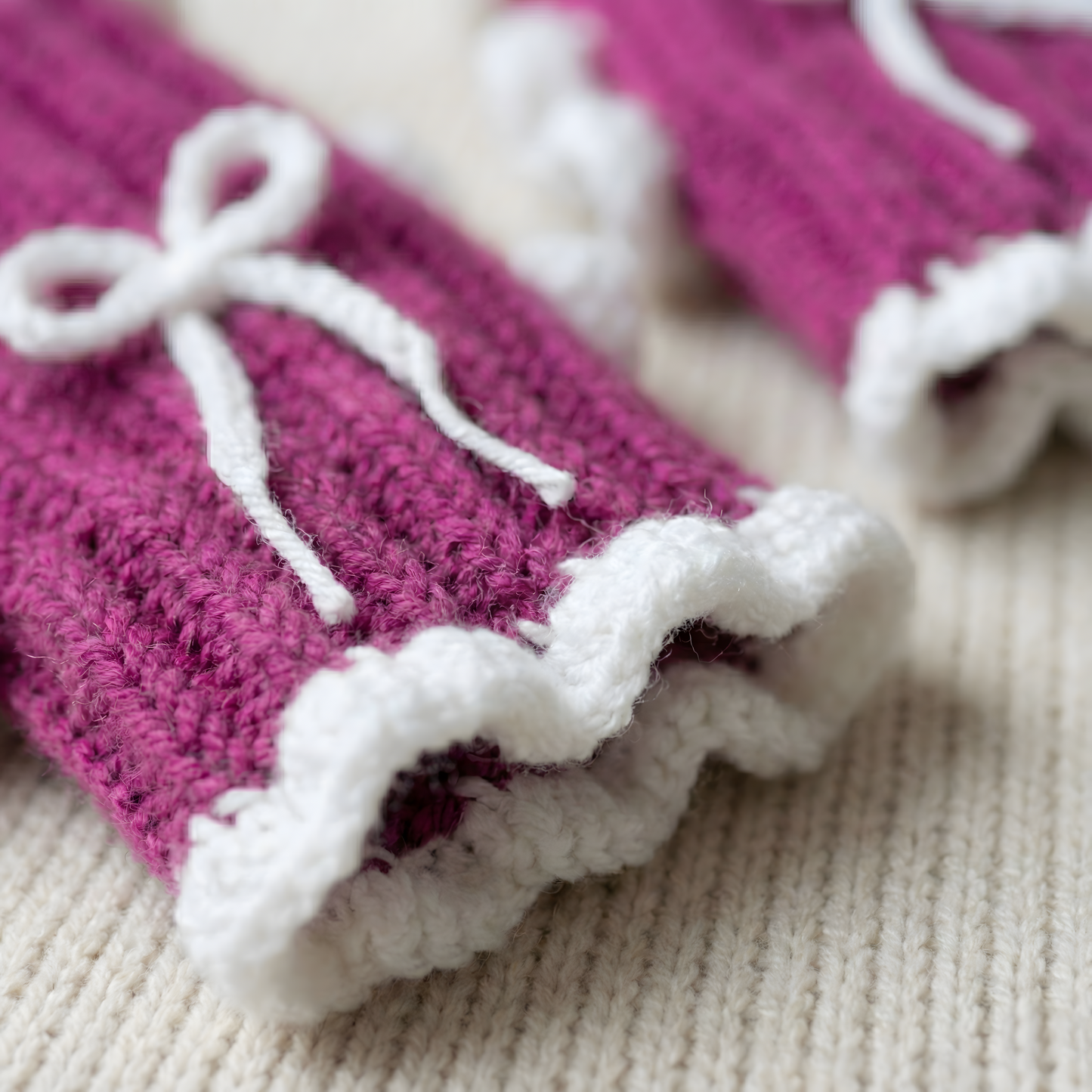 Handmade Crochet Fingerless Gloves | Magenta Winter Wrist Warmers