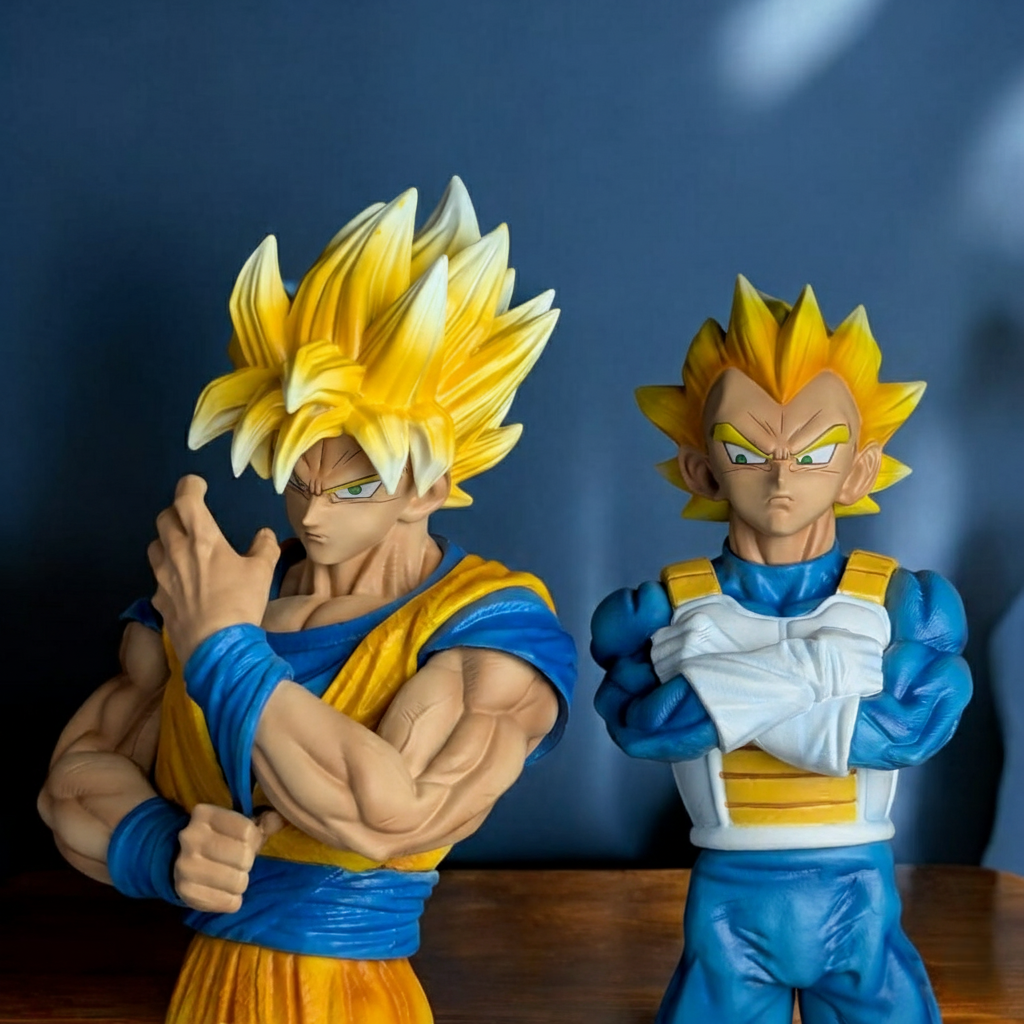 Lot De 2 Figurines Goku 18cm - Super Saiyan Et Super Blue - Statues Anime Collection Dragon Ball