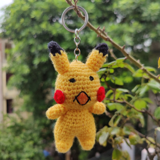 Handmade Pikachu Crochet Keychain | Cute Pokémon Amigurumi Bag Charm & Gift