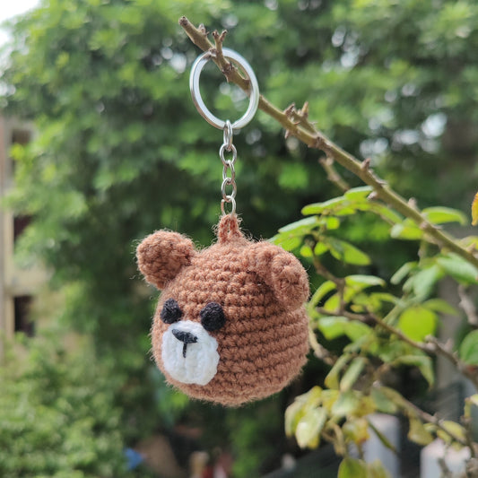 Cute Bear Head Crochet Keychain | Amigurumi Bag Charm & Gift