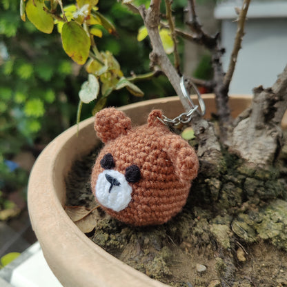 Cute Bear Head Crochet Keychain | Amigurumi Bag Charm & Gift
