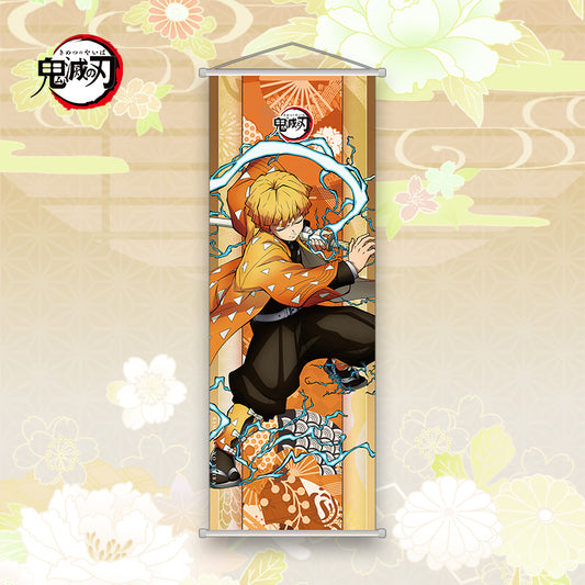 Demon Slayer Zenitsu Wall Scroll Poster | 25 x 70 Cm Long Hanging Anime Art Banner