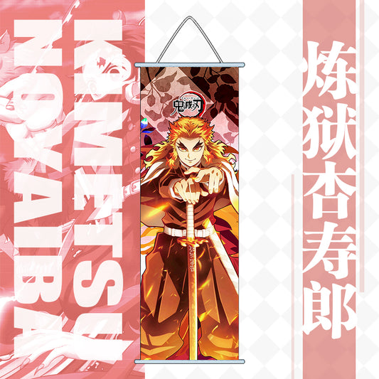 Demon Slayer Rengoku Wall Scroll Poster | 25 x 70 Cm Long Hanging Anime Art Banner