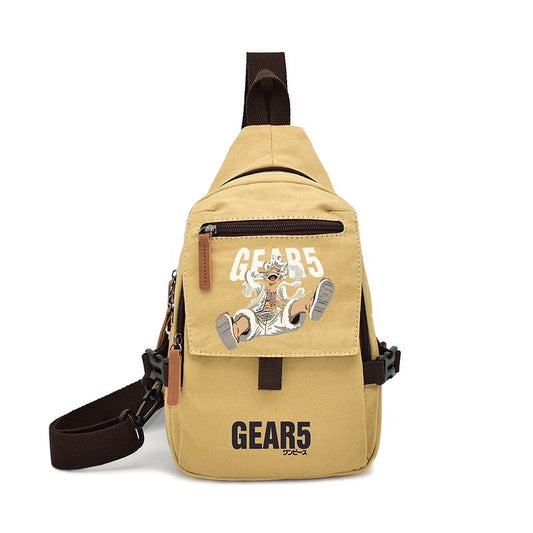 One Piece Gear 5 Sling Bag | Durable Canvas Crossbody Chest Pack