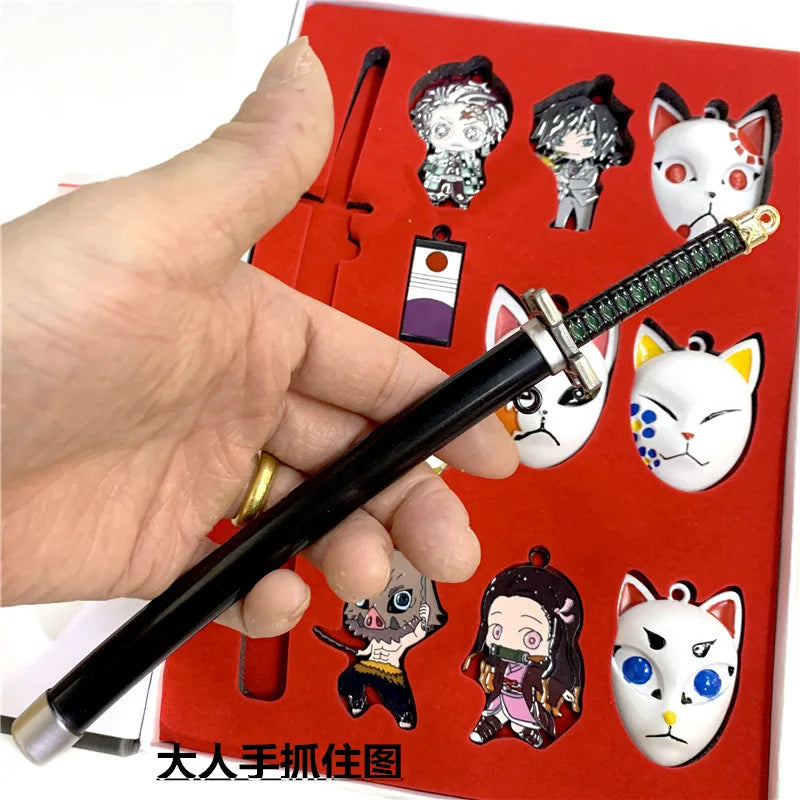 Demon Slayer Mask Pendant Keychain Set | 11-Piece Anime Gift Collection Character Charms