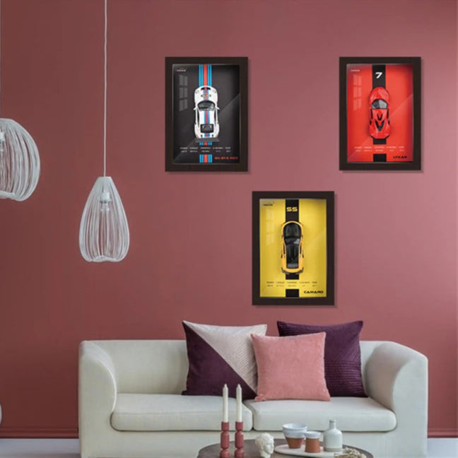Bugatti Veyron – Hyperion Blue | 1:32 Scale 3D Car Model Poster with Acrylic Glass & Frame