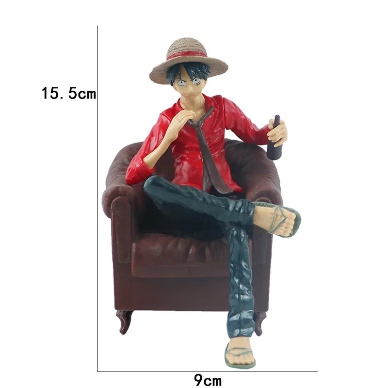 One Piece Monkey D. Luffy Sitting on Chair Action Figure | 15.5 Cm Collectible Anime Statue