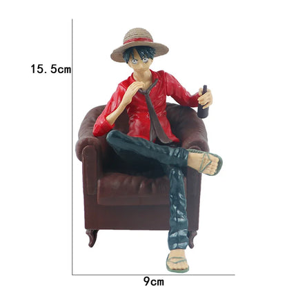 One Piece Monkey D. Luffy Sitting on Chair Action Figure | 15.5 Cm Collectible Anime Statue