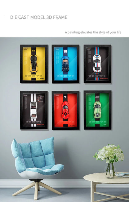 Bugatti Veyron – Hyperion Blue | 1:32 Scale 3D Car Model Poster with Acrylic Glass & Frame