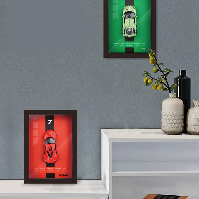 Lykan Hypersport – Volcano Red | 1:32 Scale 3D Car Frame Model with Acrylic Glass & Frame