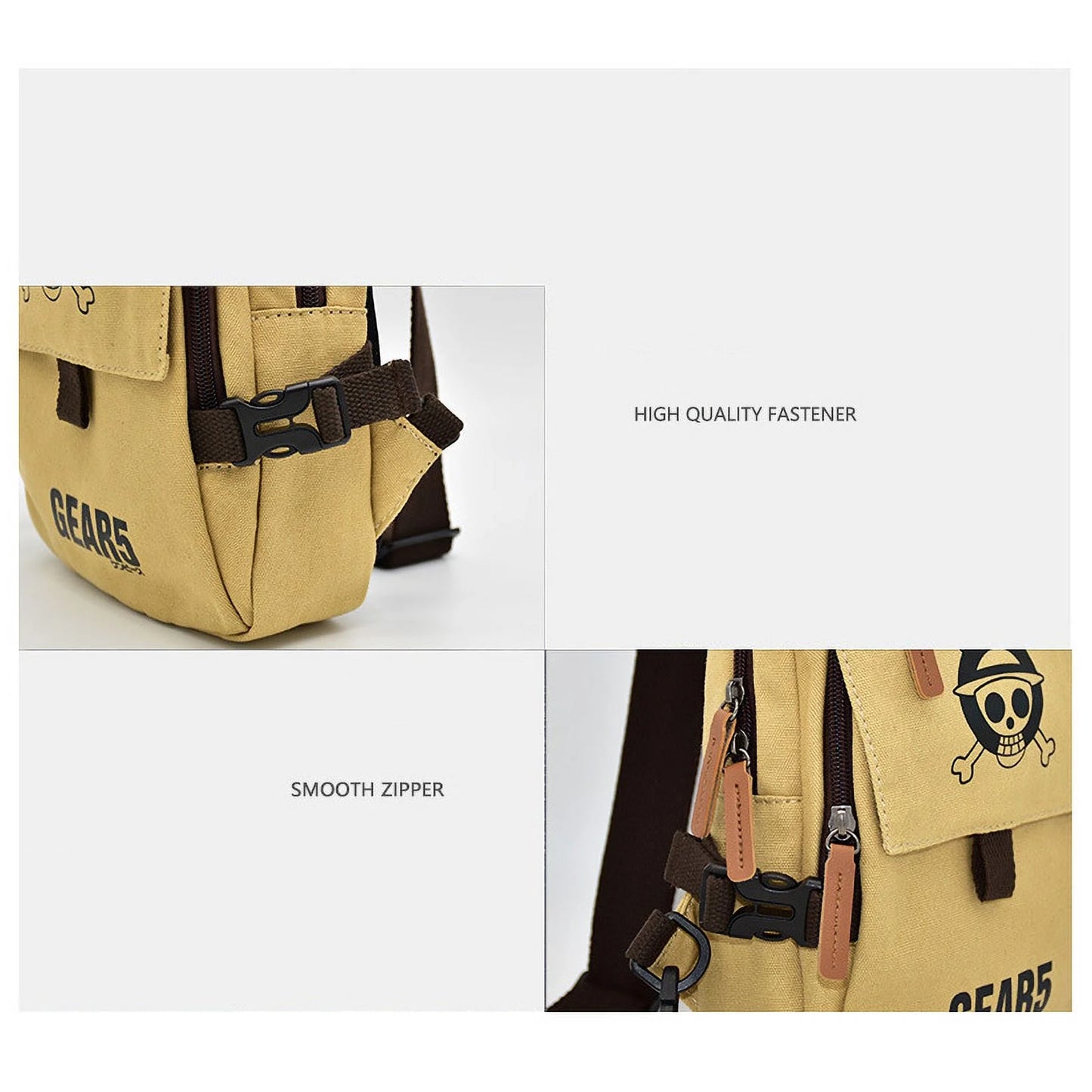 One Piece Luffy Sling Bag | Durable Canvas Crossbody Chest Pack