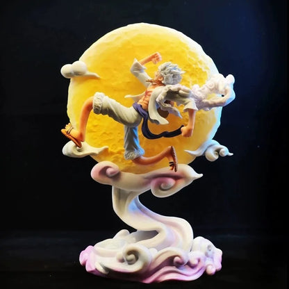 One Piece Gear 5 Luffy Sun God Nika Flying Under Moon LED Light Figure | 25 Cm
