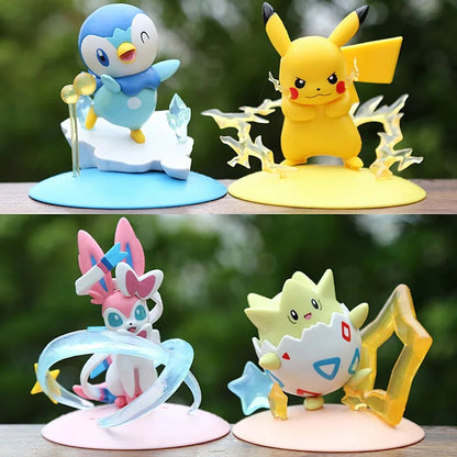 Pokémon Mini Figures Set | Pikachu, Sylveon, Piplup & Togepi Collectible Statues (4pcs)