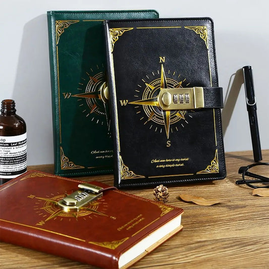 Vintage A5 Locking Journal with Compass Code Lock