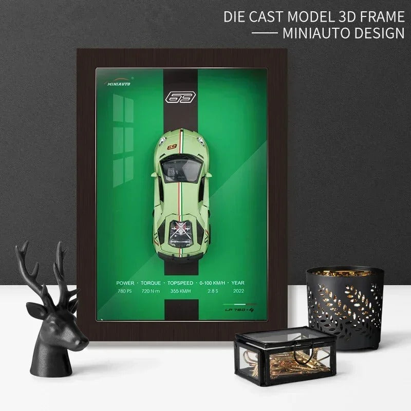 Lamborghini Aventador SVJ LP-780-4 – Emerald Blaze | 1:32 3D Car Model Poster with Acrylic Glass & Frame