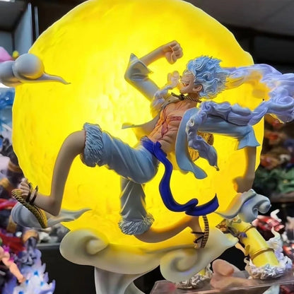 One Piece Gear 5 Luffy Sun God Nika Flying Under Moon LED Light Figure | 25 Cm
