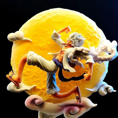 One Piece Gear 5 Luffy Sun God Nika Flying Under Moon LED Light Figure | 25 Cm