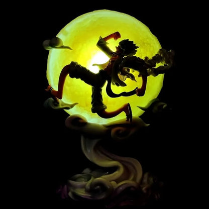 One Piece Gear 5 Luffy Sun God Nika Flying Under Moon LED Light Figure | 25 Cm