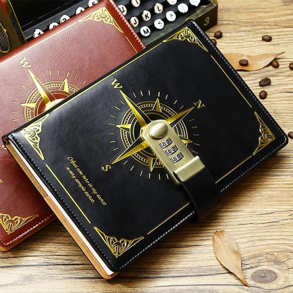 Vintage A5 Locking Journal with Compass Code Lock