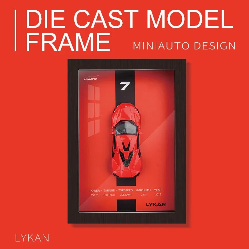 Lykan Hypersport – Volcano Red | 1:32 Scale 3D Car Frame Model with Acrylic Glass & Frame