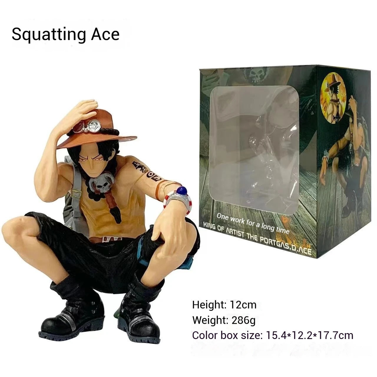 Portgas D. Ace Squatting Pose Figure | 22cm One Piece Fire Fist Statue