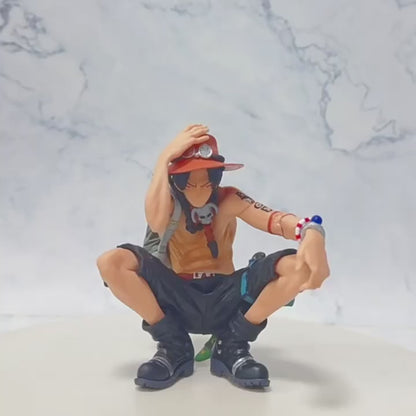 Portgas D. Ace Squatting Pose Figure | 22cm One Piece Fire Fist Statue